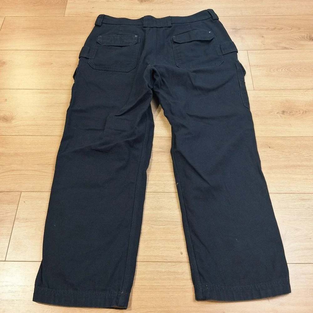 Duluth Trading Fire Hose Pants Mens 38x32 Blue Cargo Canvas Relaxed Work Utility